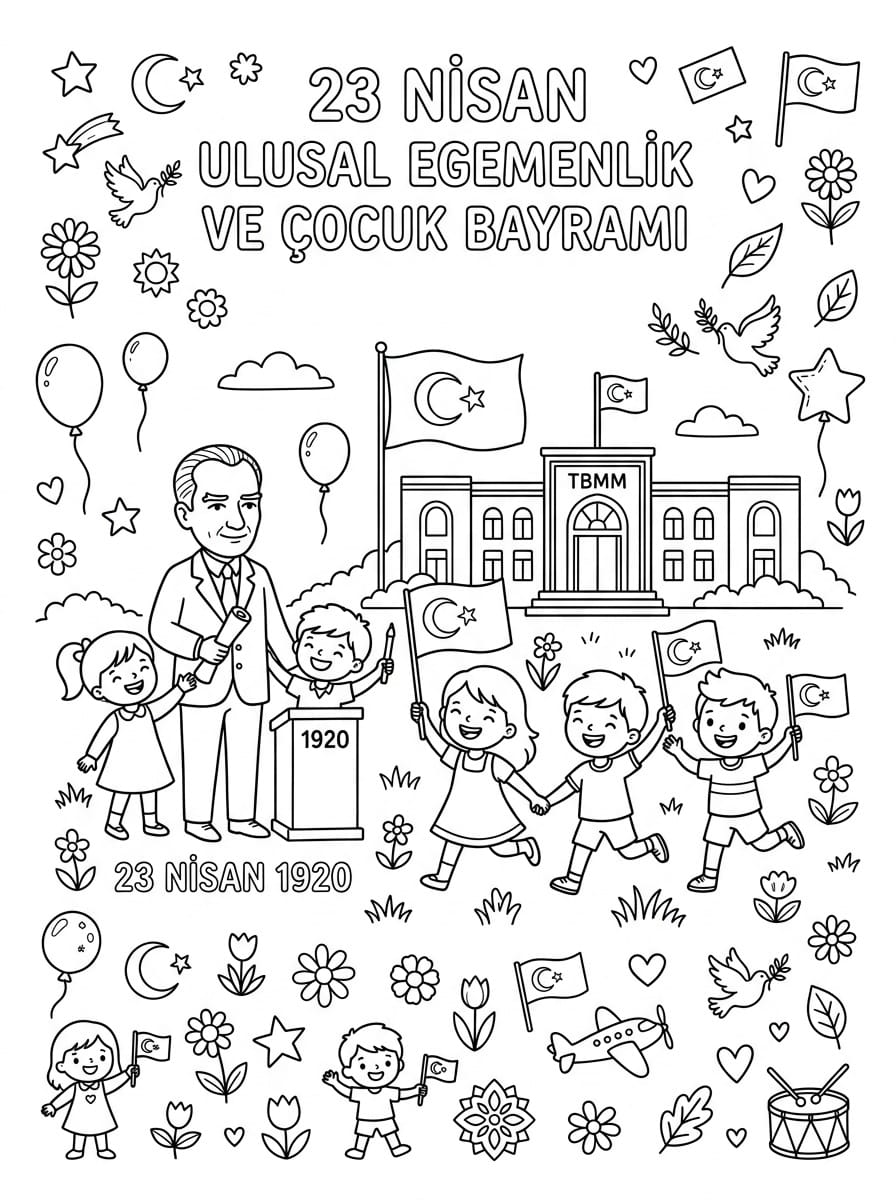 Eğitici 23 Nisan Boyama