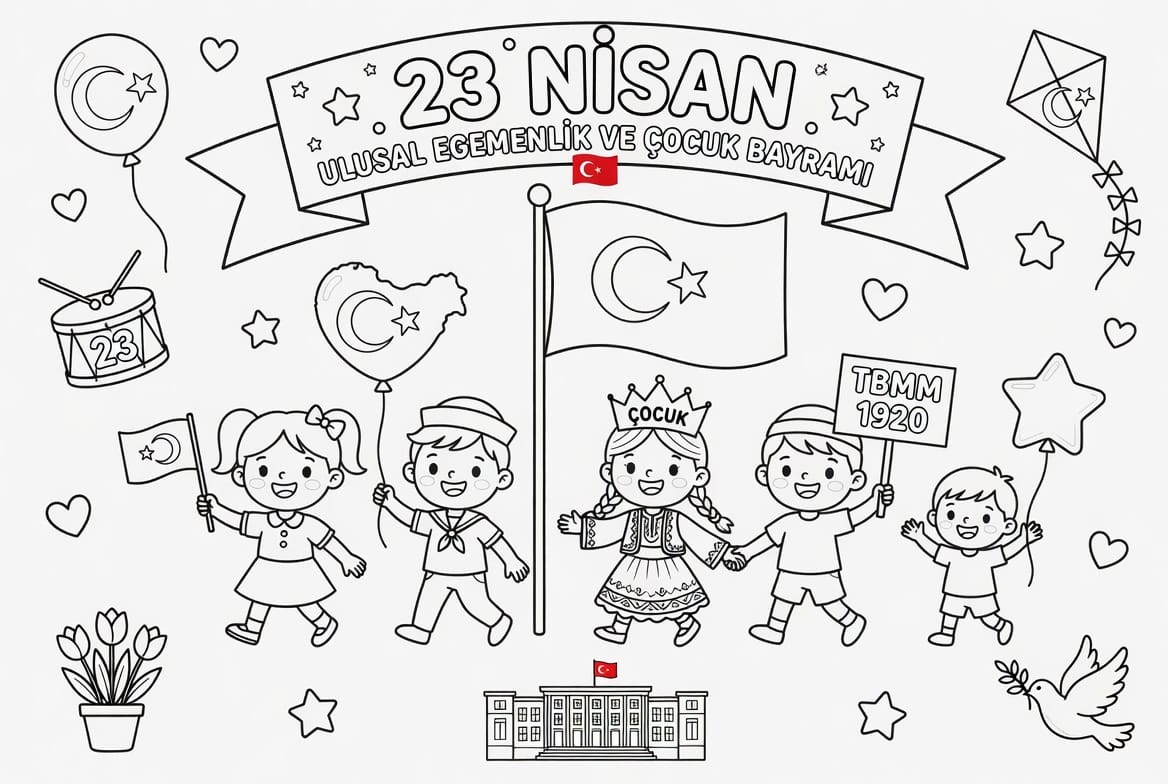 Büyük Boy 23 Nisan Boyama