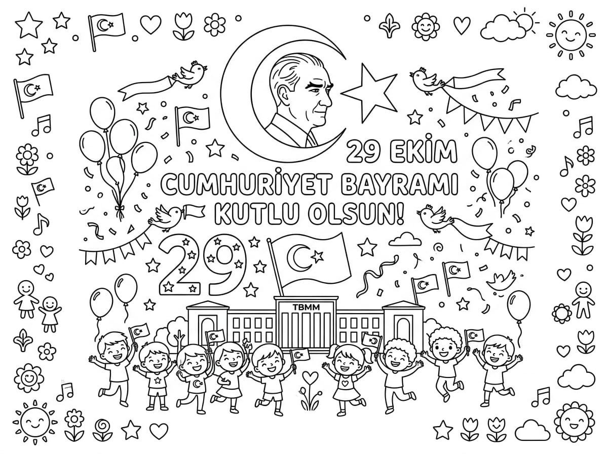 29 Ekim Cumhuriyet Bayramı Boyama