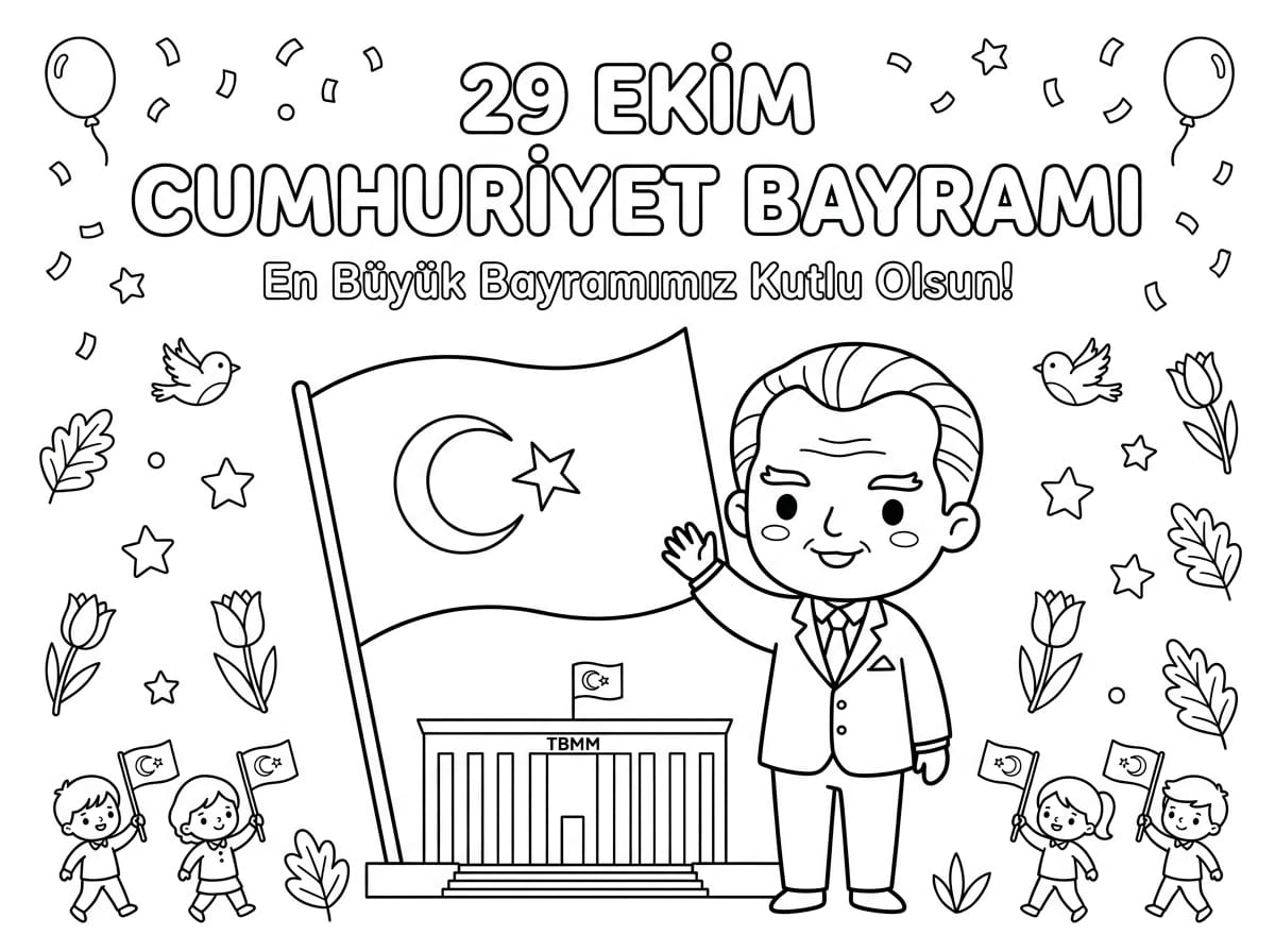 Şanlı Türk Bayrağı Boyama