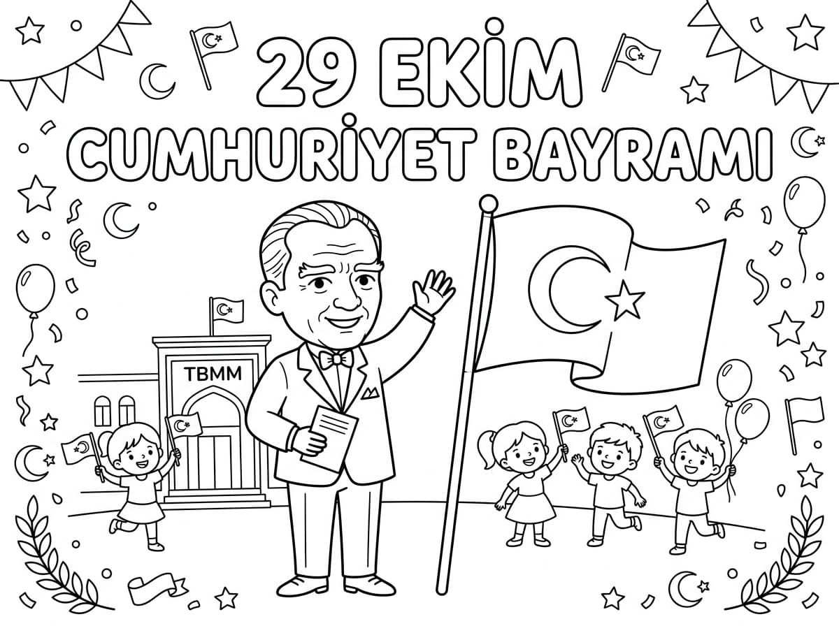 Atatürk ve Cumhuriyet Boyama Boyama