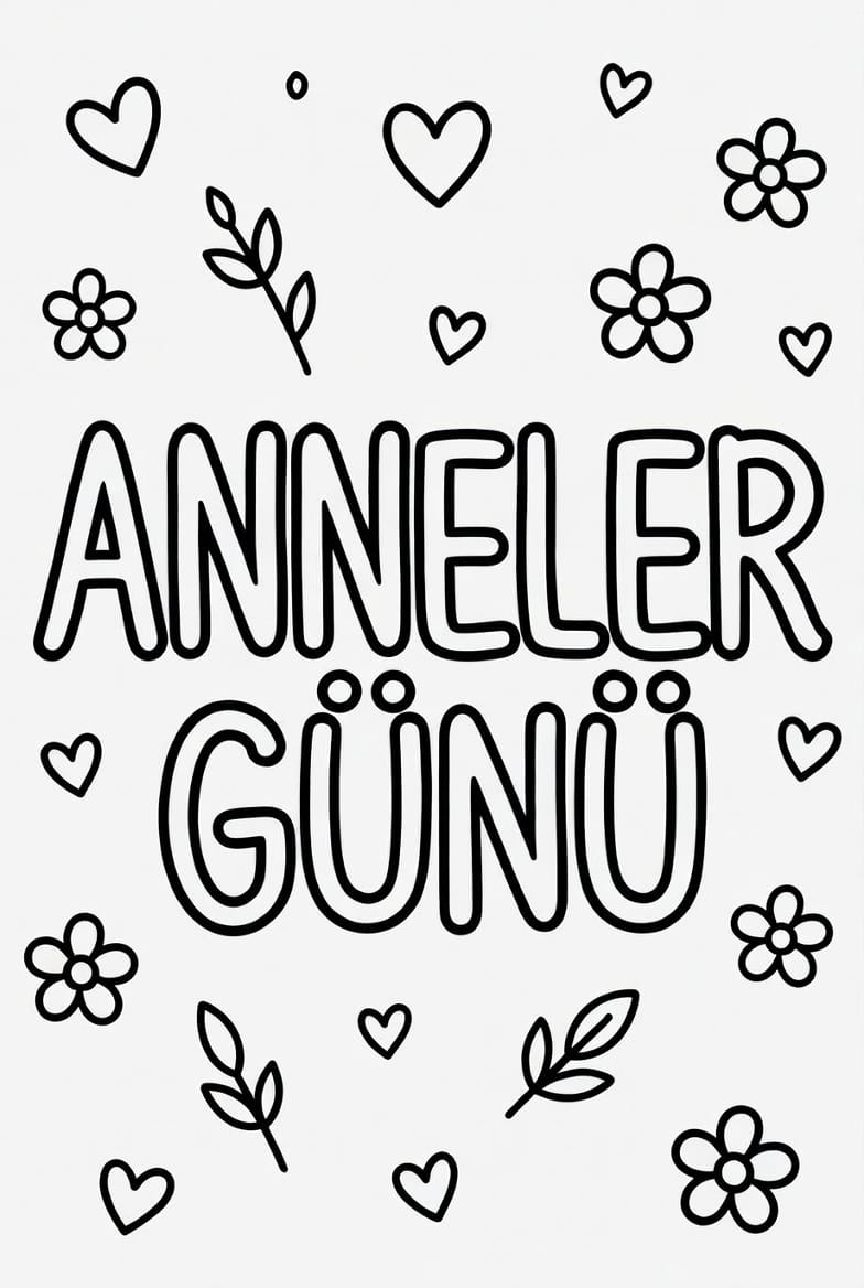 Anne Sevgisi Boyama Sayfasını Ücretsiz İndir, Yazdır ve Boya