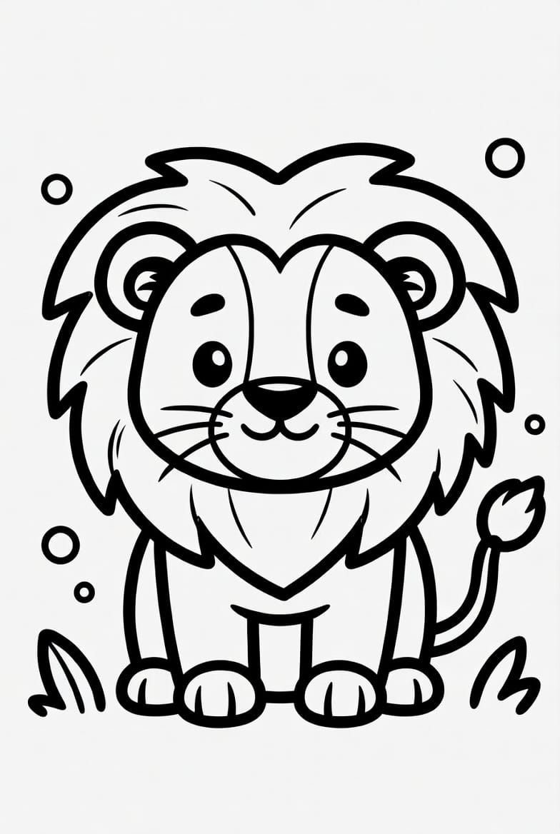 Sevimli Aslan Çizimi Boyama