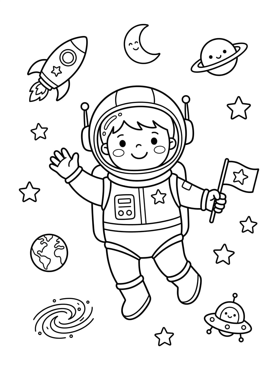 Uzayda Astronot Boyama