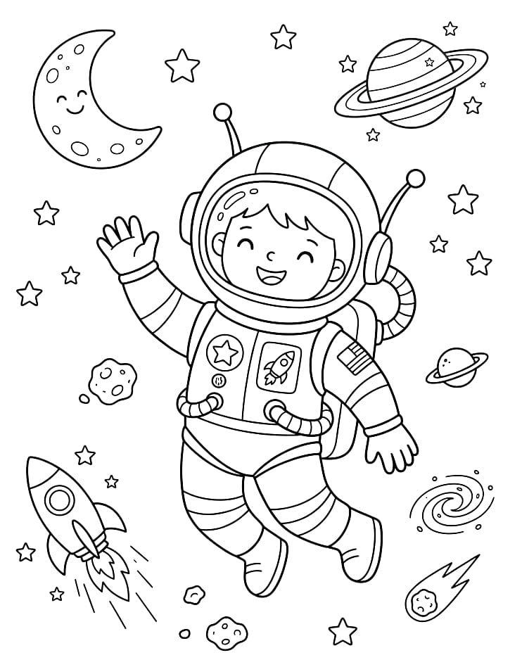 Ay Yürüyüşü Astronot Boyama