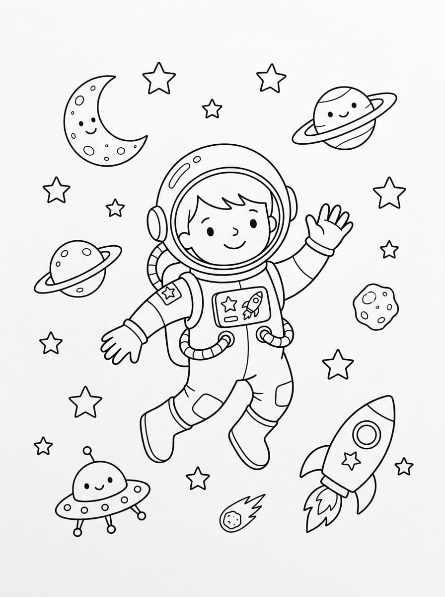 Kolay Astronot Boyama