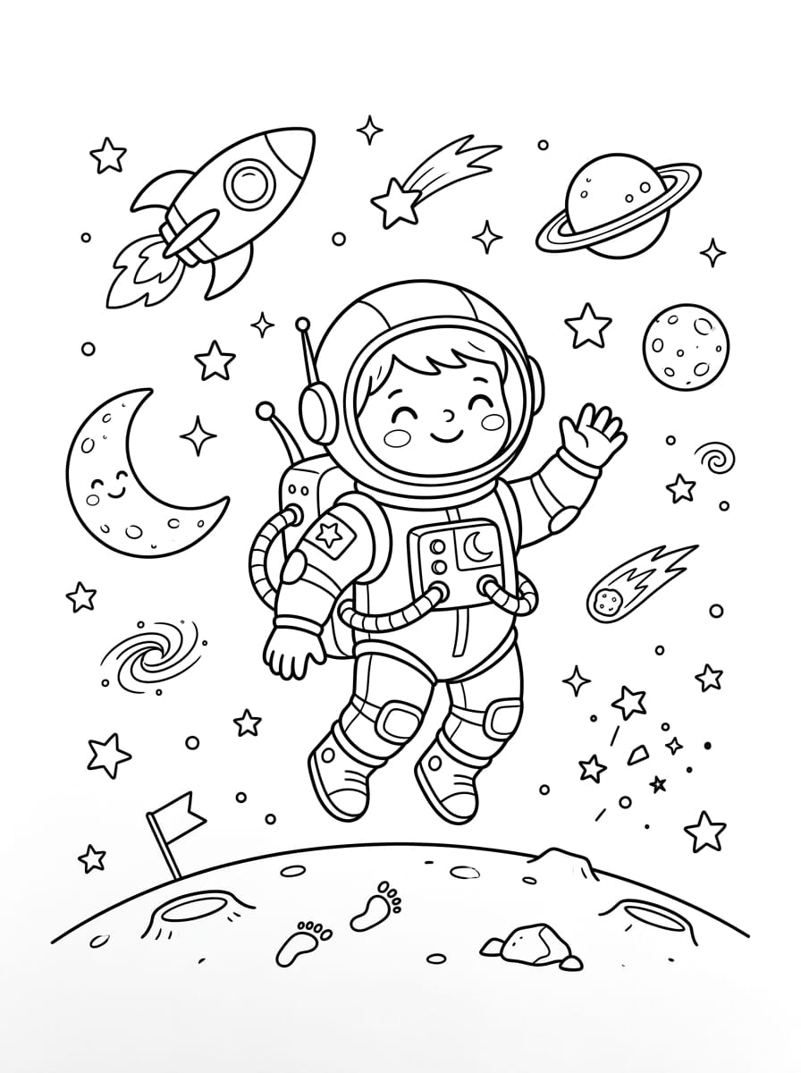 Okul Öncesi Astronot Boyama