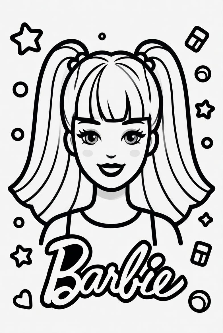 Şık Elbiseli Barbie Boyama