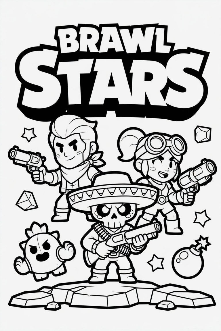 Okul Öncesi Brawl Stars Boyama Sayfasını Ücretsiz İndir, Yazdır ve Boya