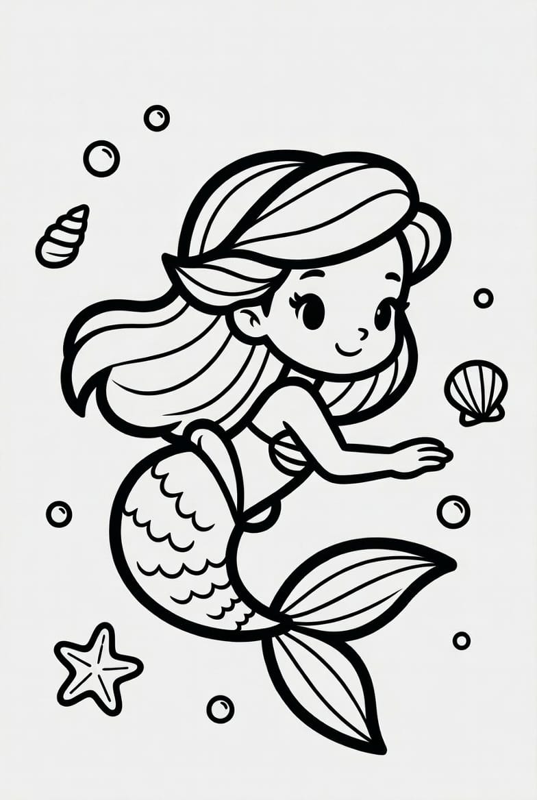 Sihirli Deniz Kızı Boyama Boyama