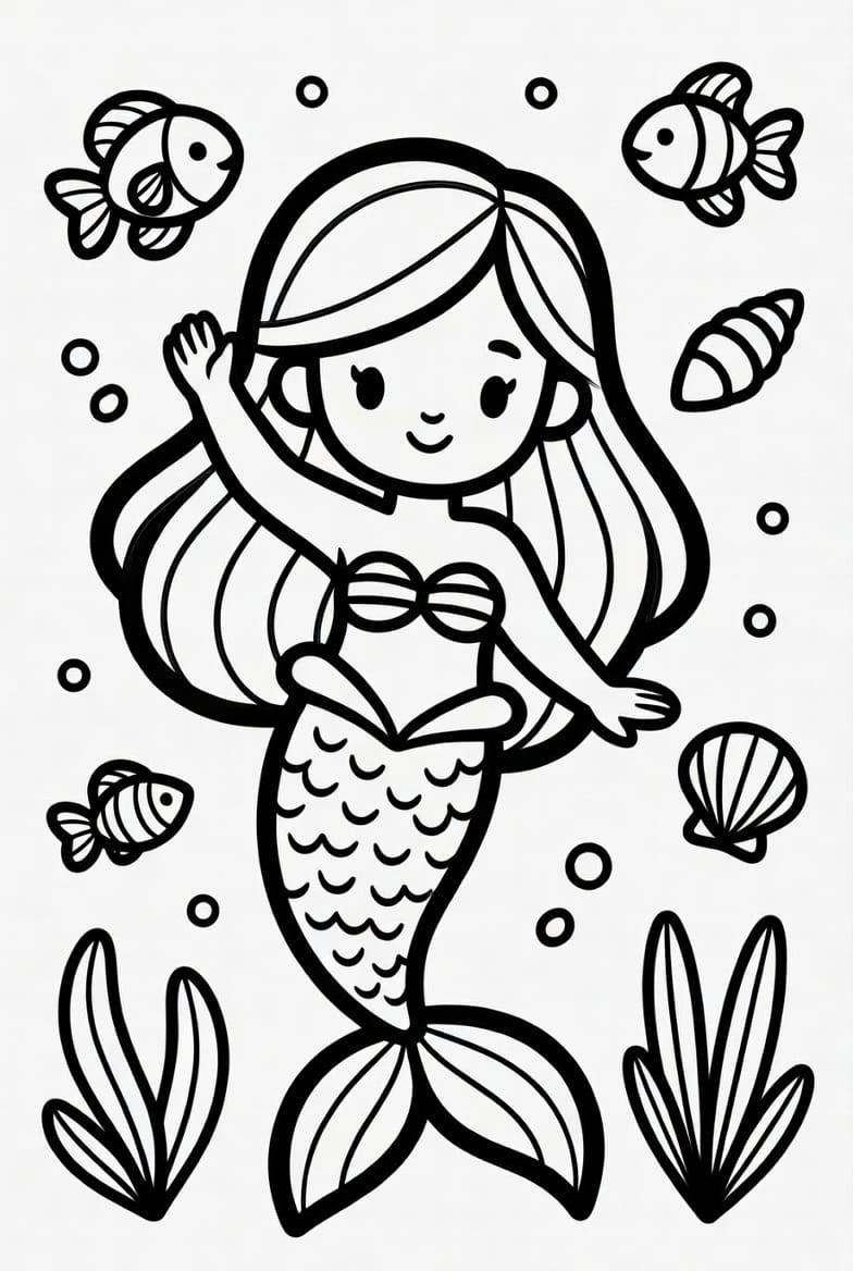 Küçük Deniz Kızı Boyama Boyama