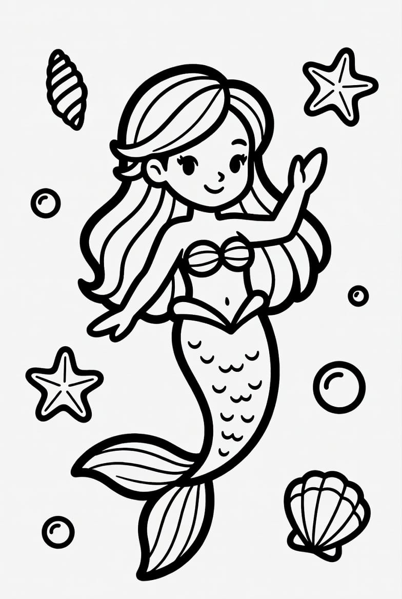 Masalsı Deniz Kızı Boyama Boyama