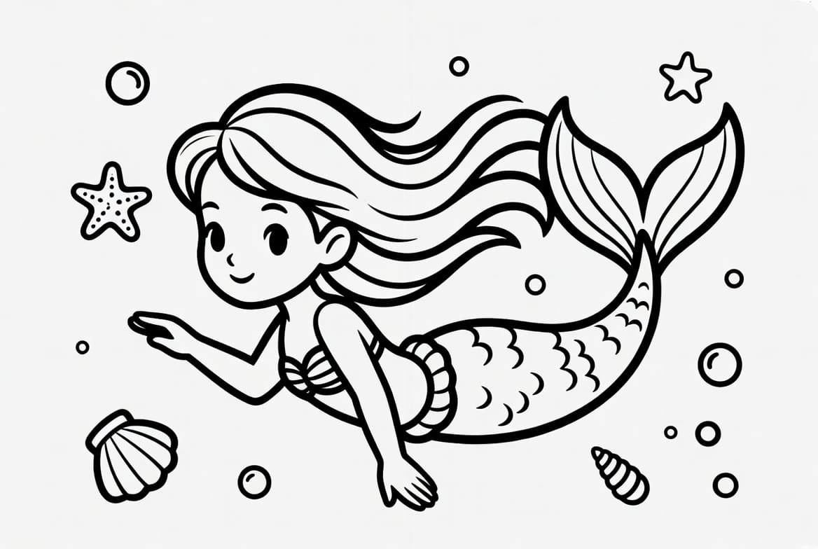 Güzel Deniz Kızı Boyama Boyama