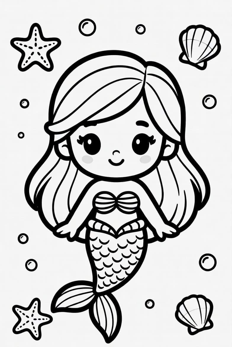 Gülen Deniz Kızı Boyama Boyama