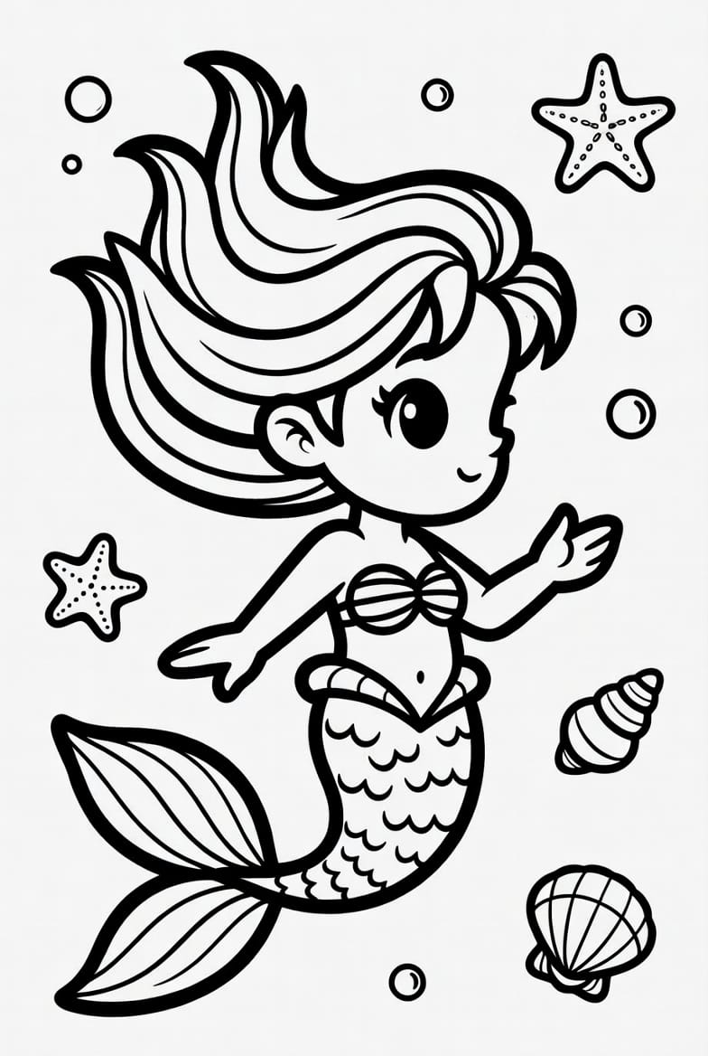 Deniz Kızı Ve Balık Boyama Boyama