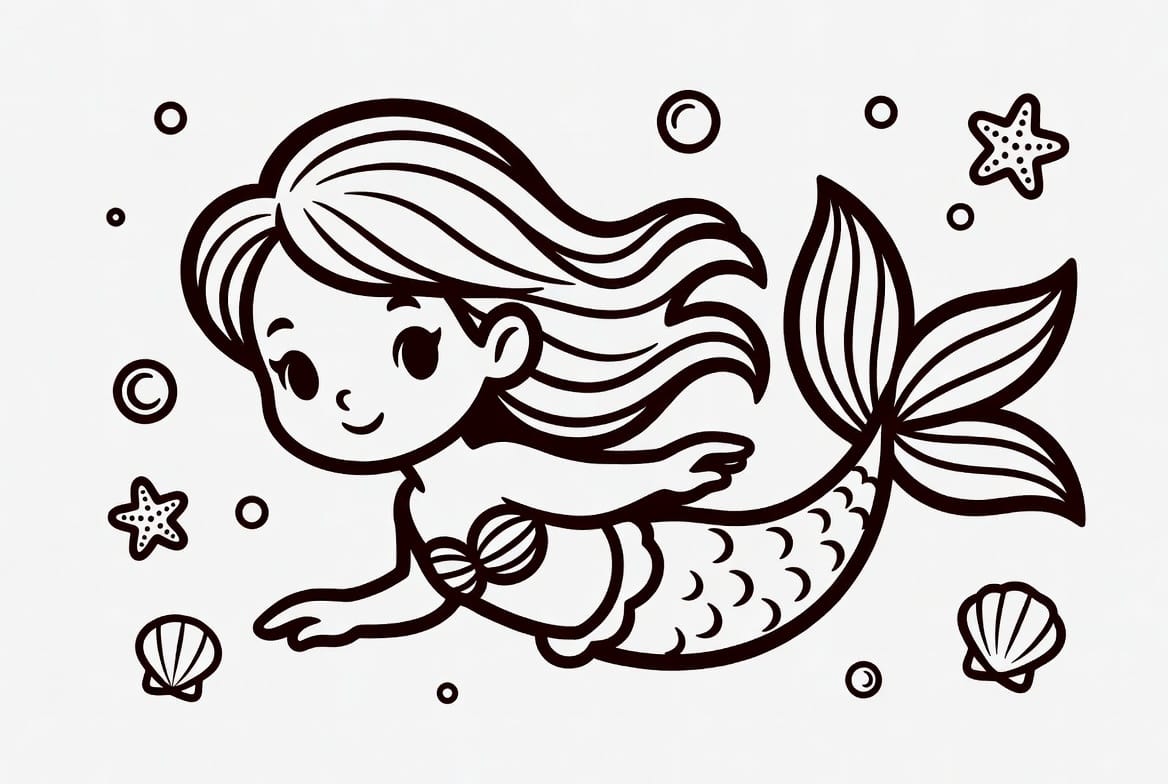İnci Deniz Kızı Boyama Boyama