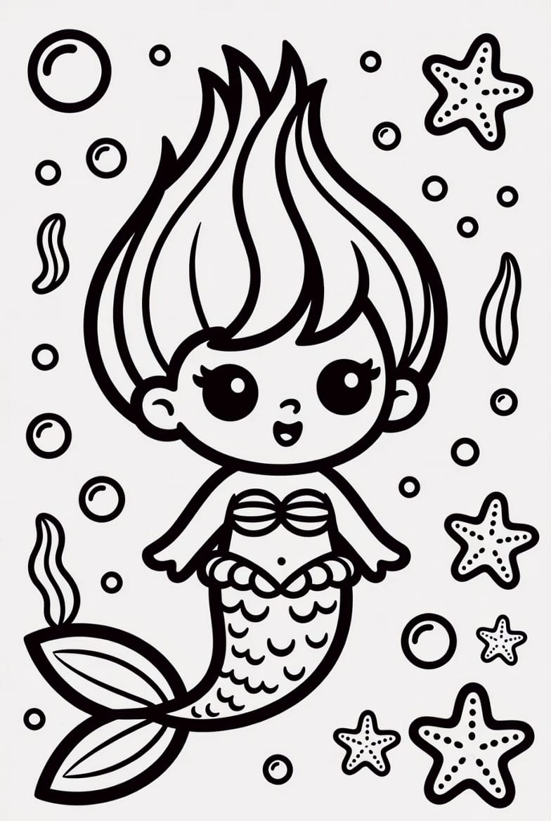 Şirin Deniz Kızı Boyama Boyama