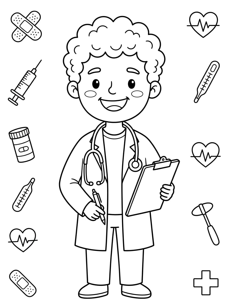 Doktor ve Stetoskop Boyama