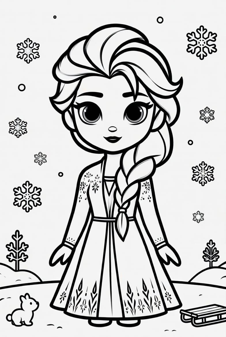 Tatlı Elsa Boyama Sayfasını Ücretsiz İndir, Yazdır ve Boya