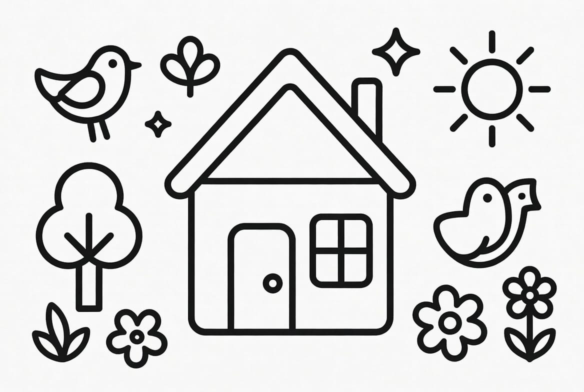 Katlı Ev Boyama Sayfasını Ücretsiz İndir, Yazdır ve Boya