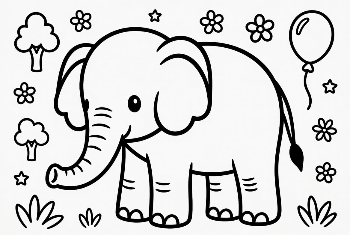 Sevimli Fil Boyama Boyama