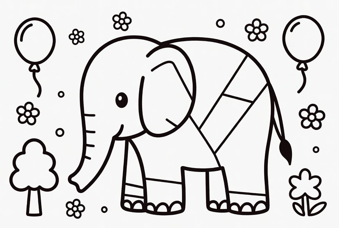 Anne ve Yavru Fil Boyama Boyama