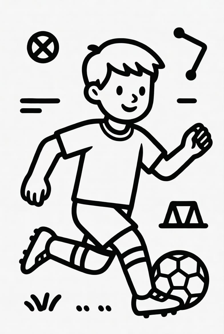 Şut Çeken Futbolcu Boyama