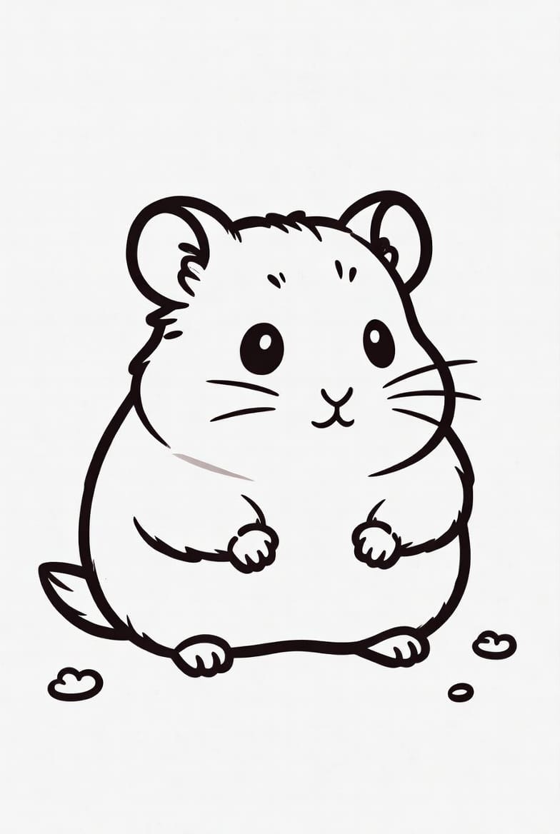 Sevimli Hamster Boyama Sayfasını Ücretsiz İndir, Yazdır ve Boya