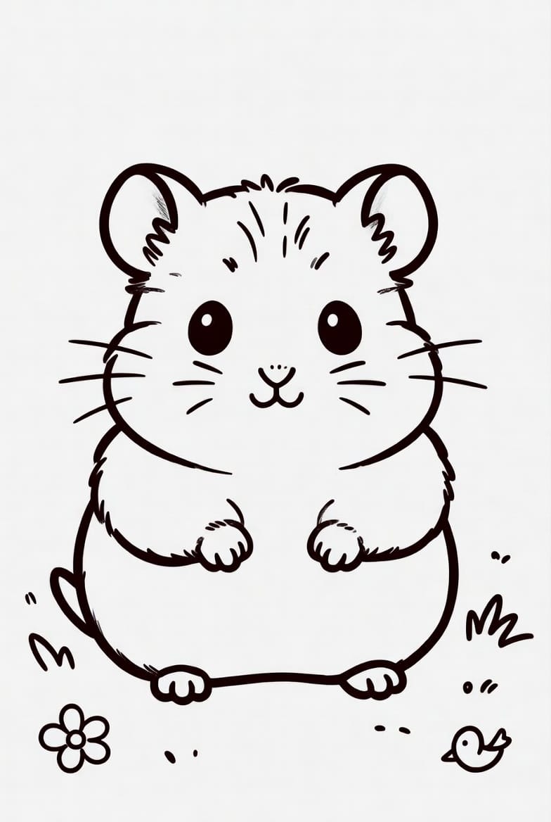 Çarkta Koşan Hamster Boyama Sayfasını Ücretsiz İndir, Yazdır ve Boya