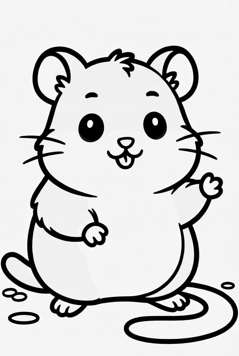 Okul Öncesi Hamster Boyama Sayfasını Ücretsiz İndir, Yazdır ve Boya