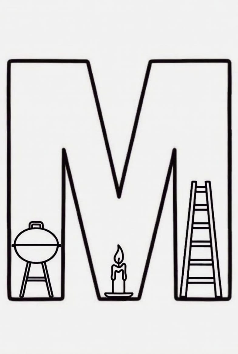 Büyük M Harfi Boyama Boyama