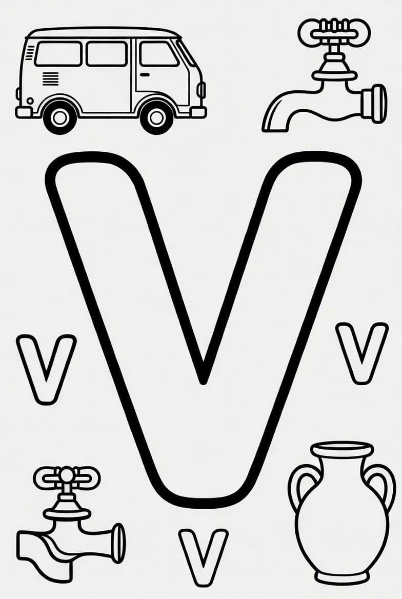 Küçük V Harfi Boyama Boyama