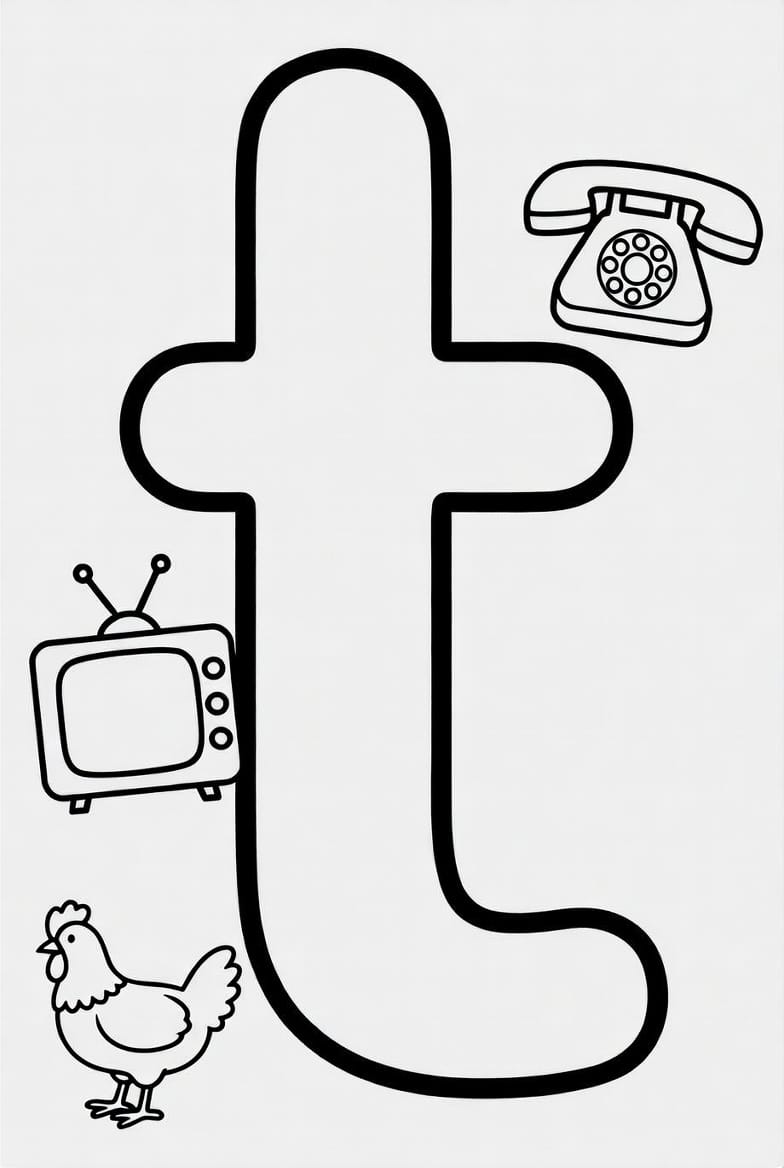 Küçük t Harfi Boyama Boyama