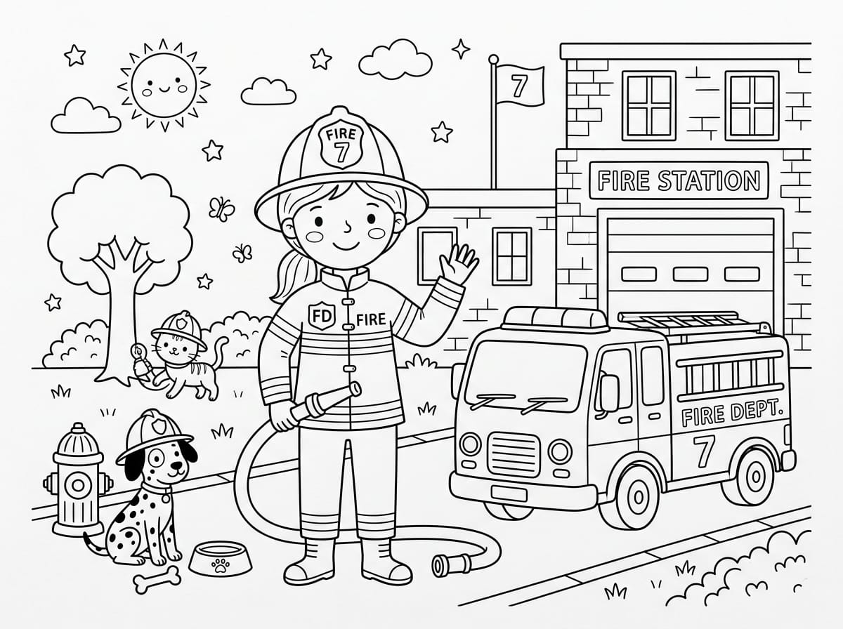 Kahraman İtfaiyeci Boyama Boyama