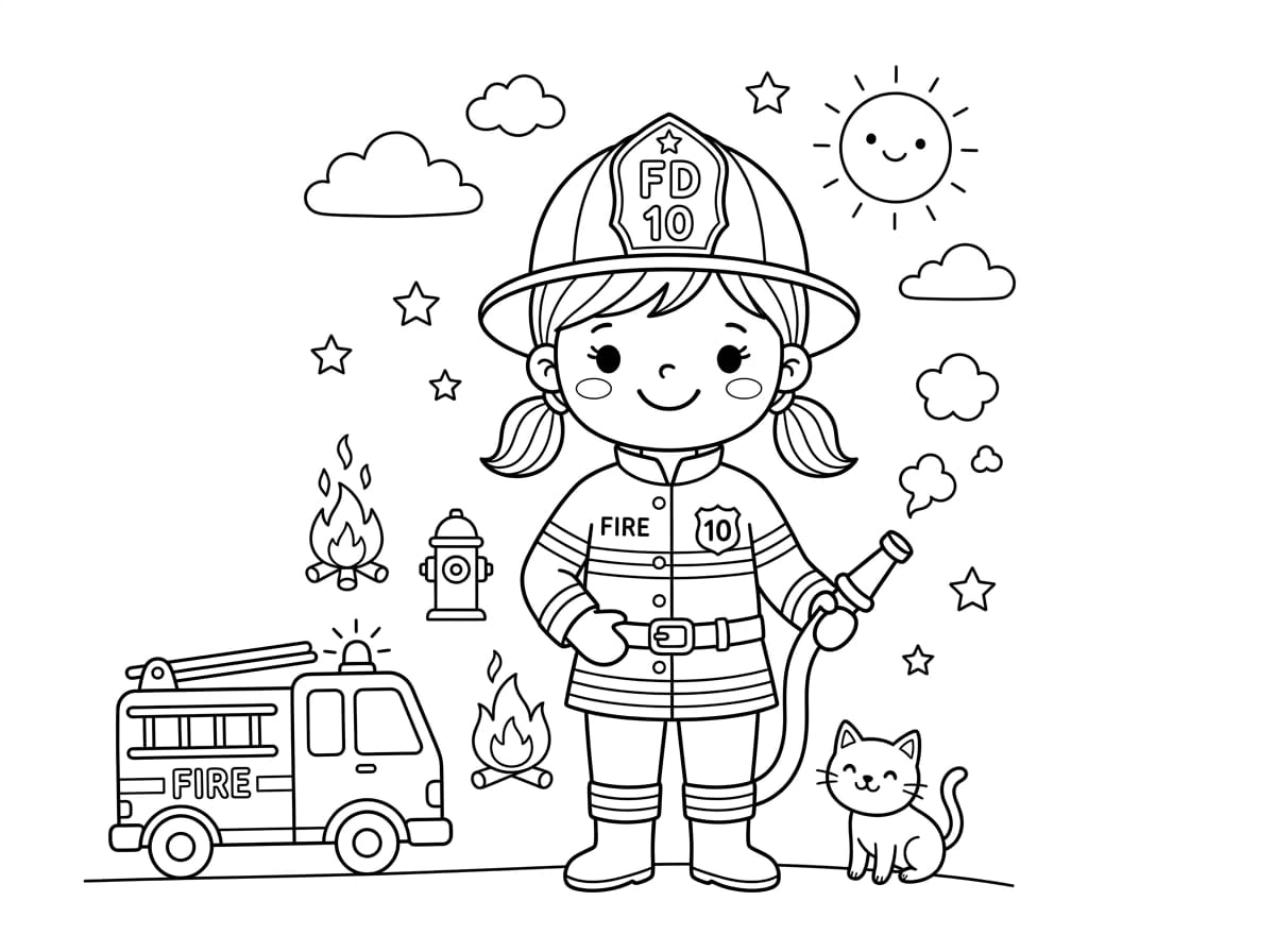 Görev Başında İtfaiyeci Boyama Boyama