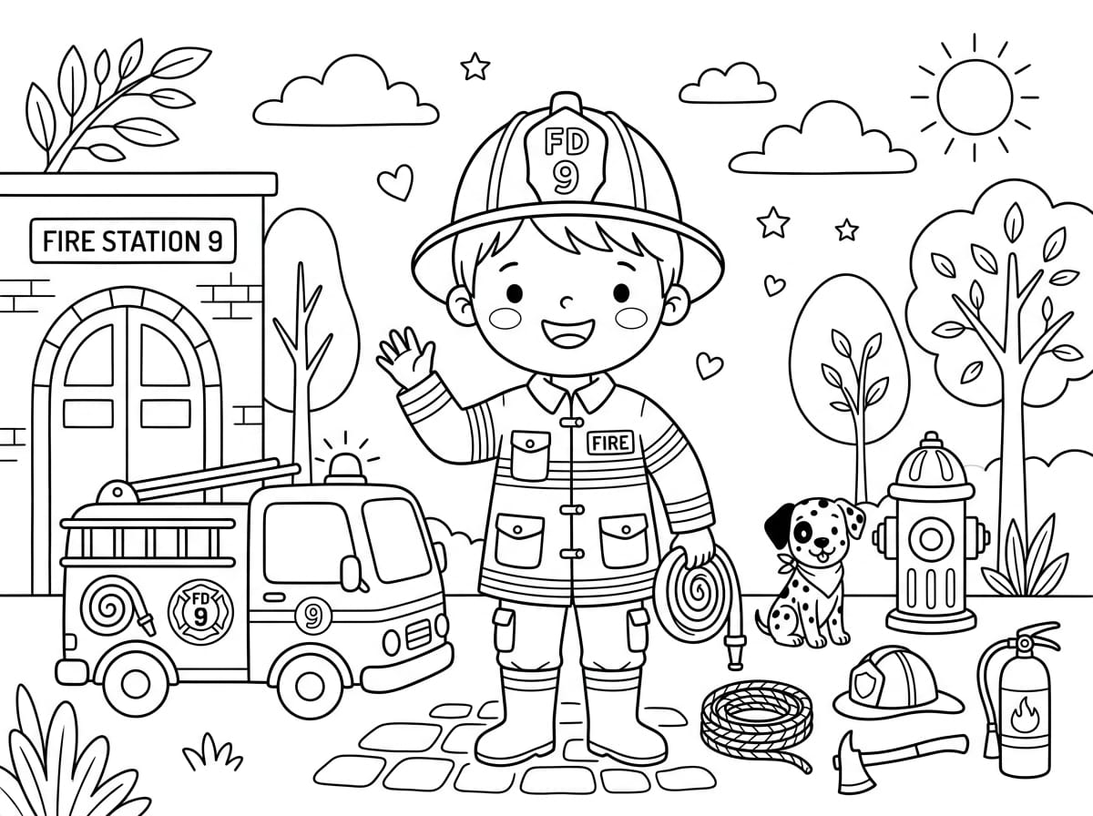 Kolay İtfaiyeci Boyama Boyama