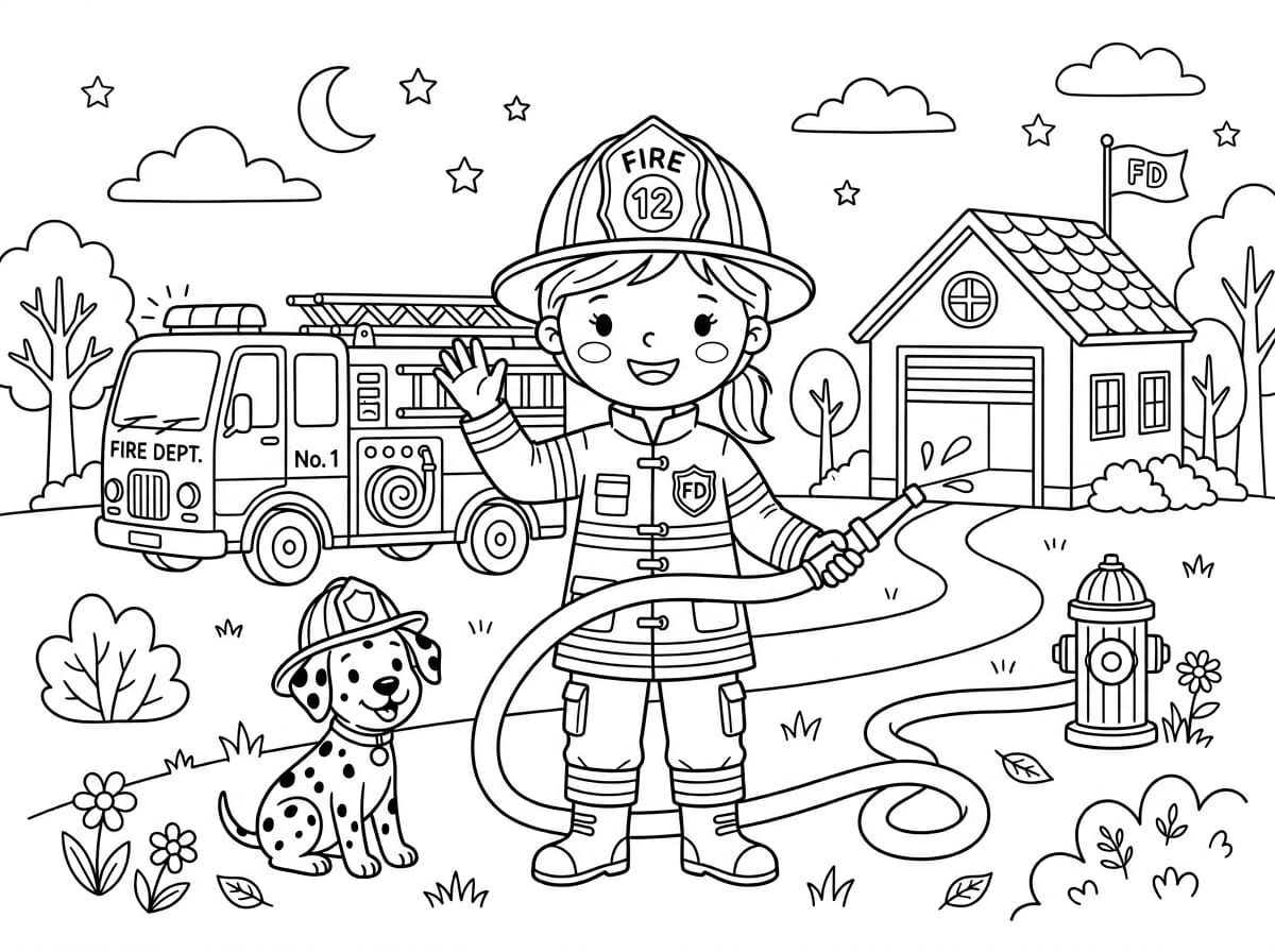 Okul Öncesi İtfaiyeci Boyama