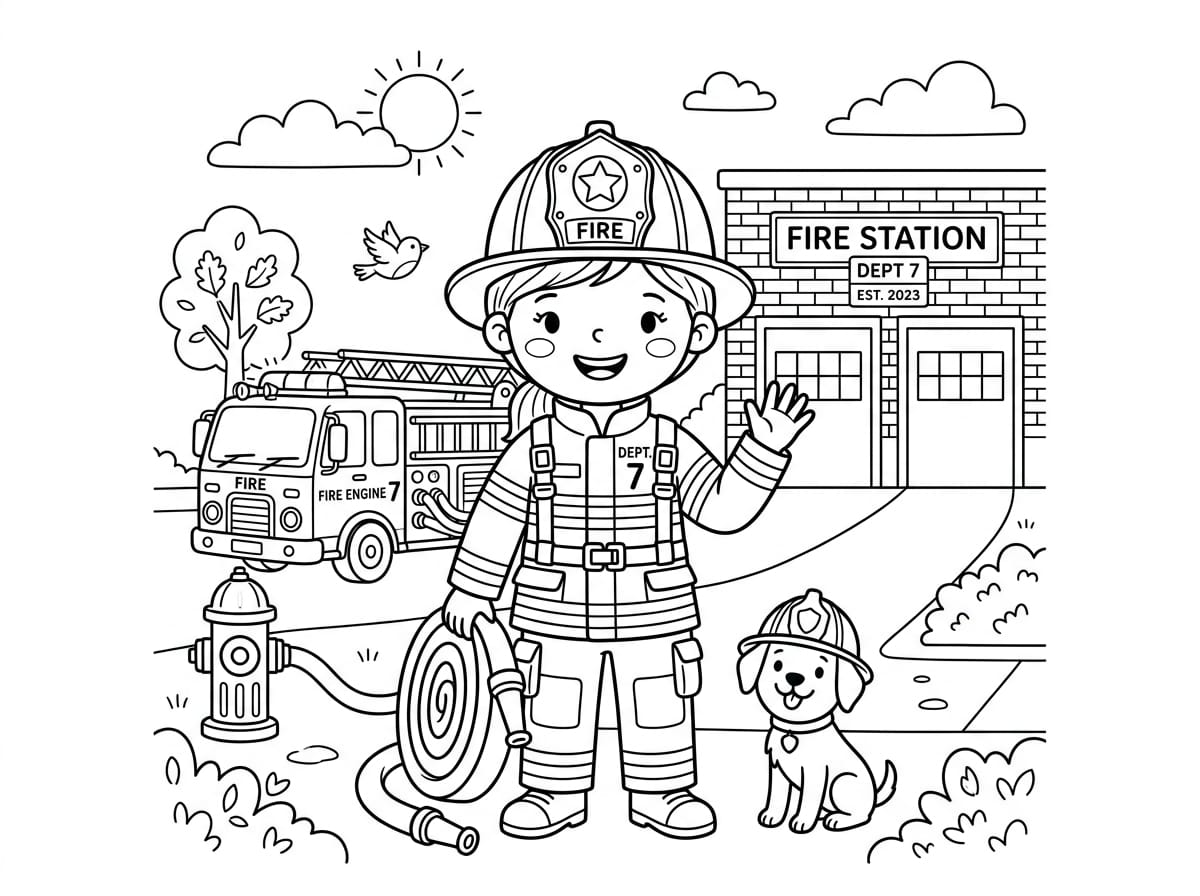 Yardımsever İtfaiyeci Boyama Boyama