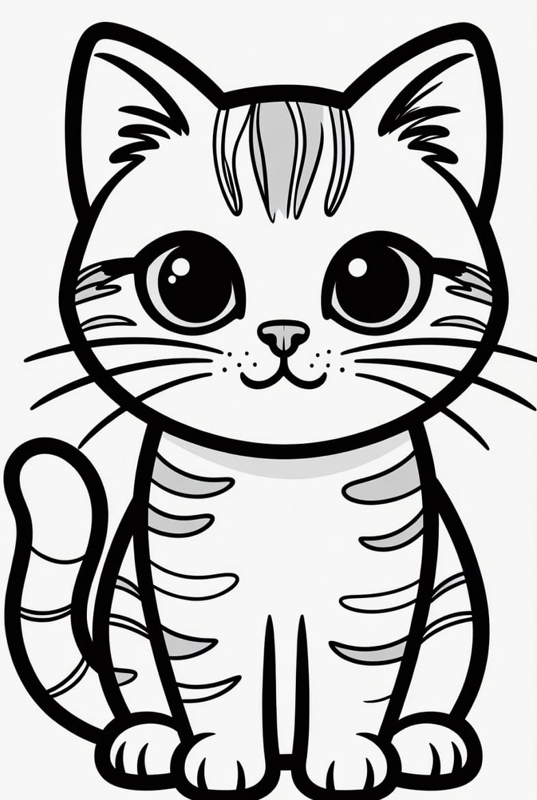 Tatlı Kedi Boyama Sayfasını Ücretsiz İndir, Yazdır ve Boya