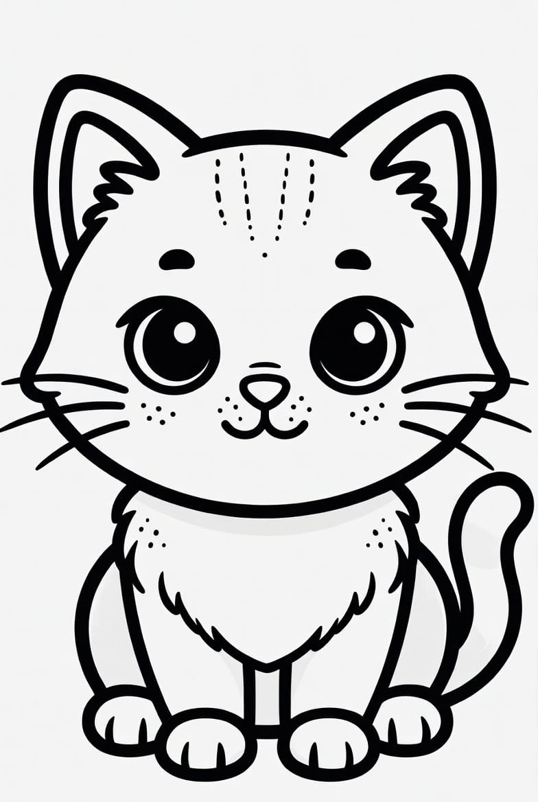 Mutlu Kedi Boyama Sayfasını Ücretsiz İndir, Yazdır ve Boya