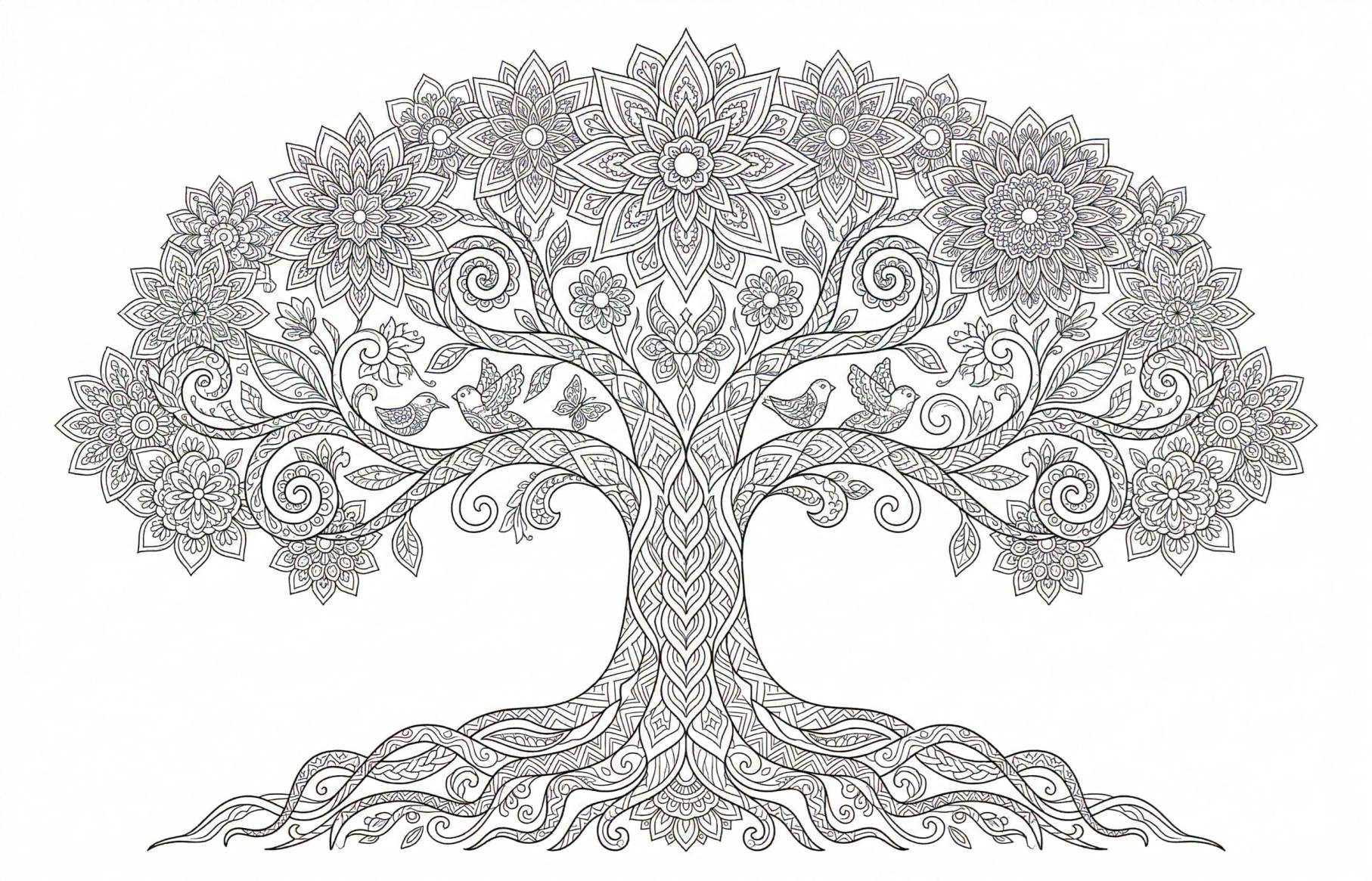 Ağaç Mandala Boyama Boyama