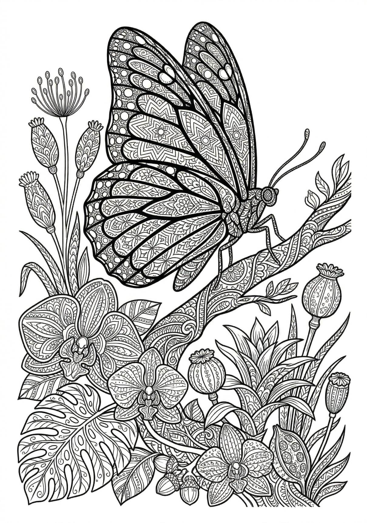 Zor Kelebek Mandala Boyama Boyama