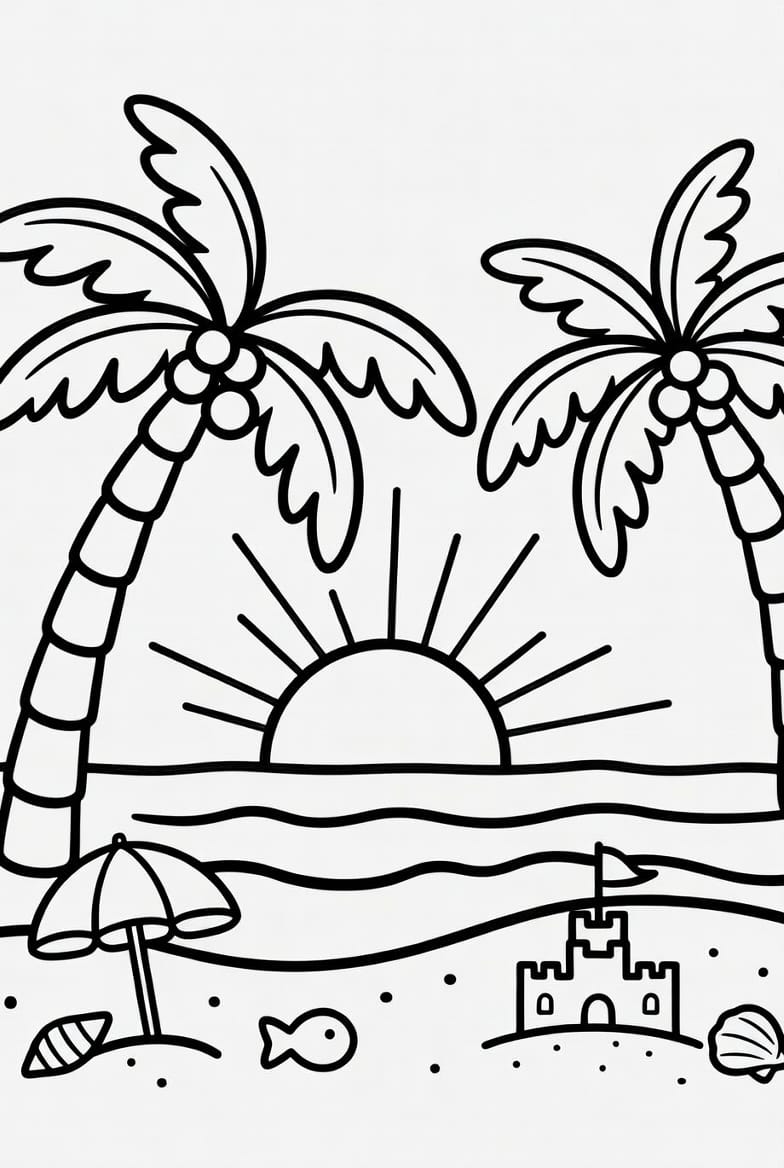 Güneşli Gün Boyama Boyama