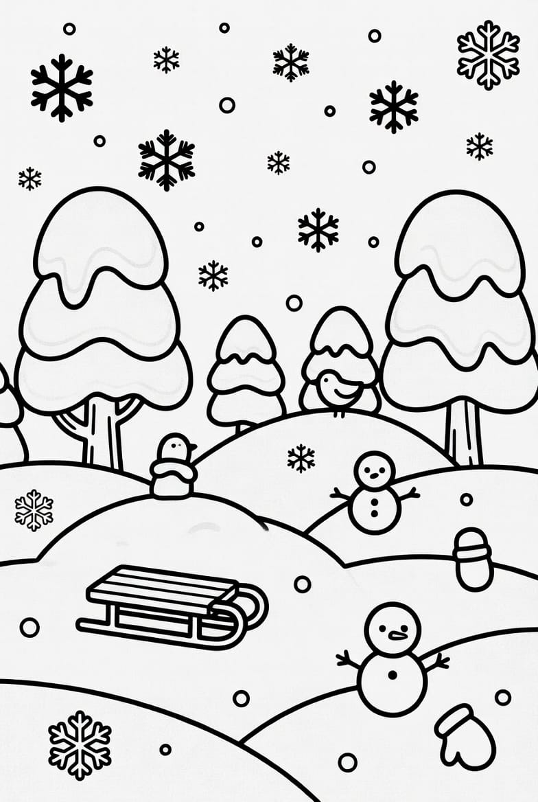 Kış Mevsimi Boyama Boyama