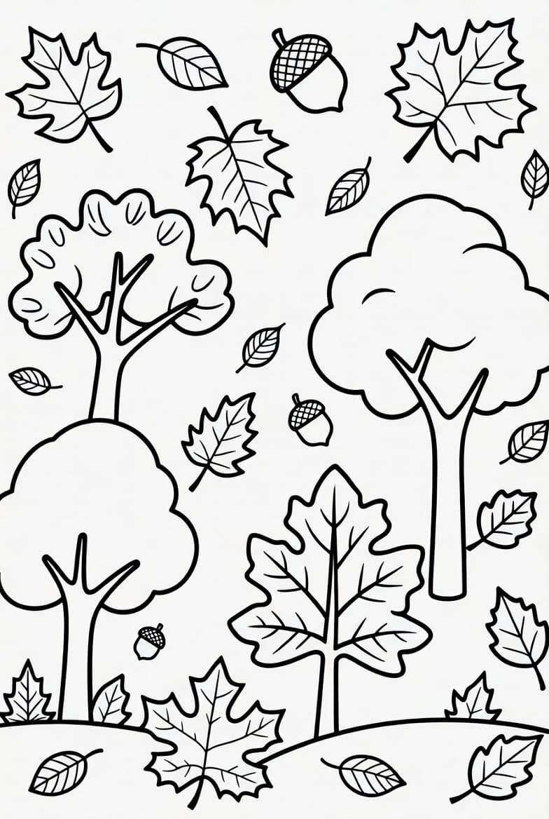 Yapraklar Boyama Sayfasını Ücretsiz İndir, Yazdır ve Boya
