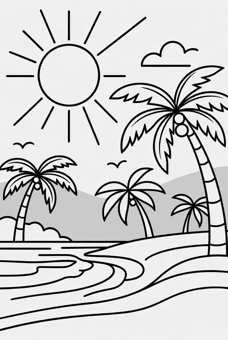 Yaz Sahil Kenarı Boyama Boyama