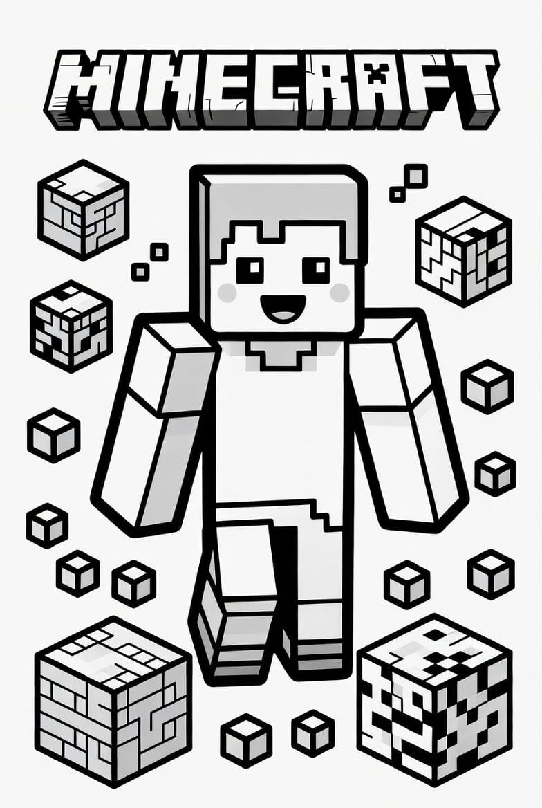 Minecraft Logo Boyama. Sayfasını Ücretsiz İndir, Yazdır ve Boya