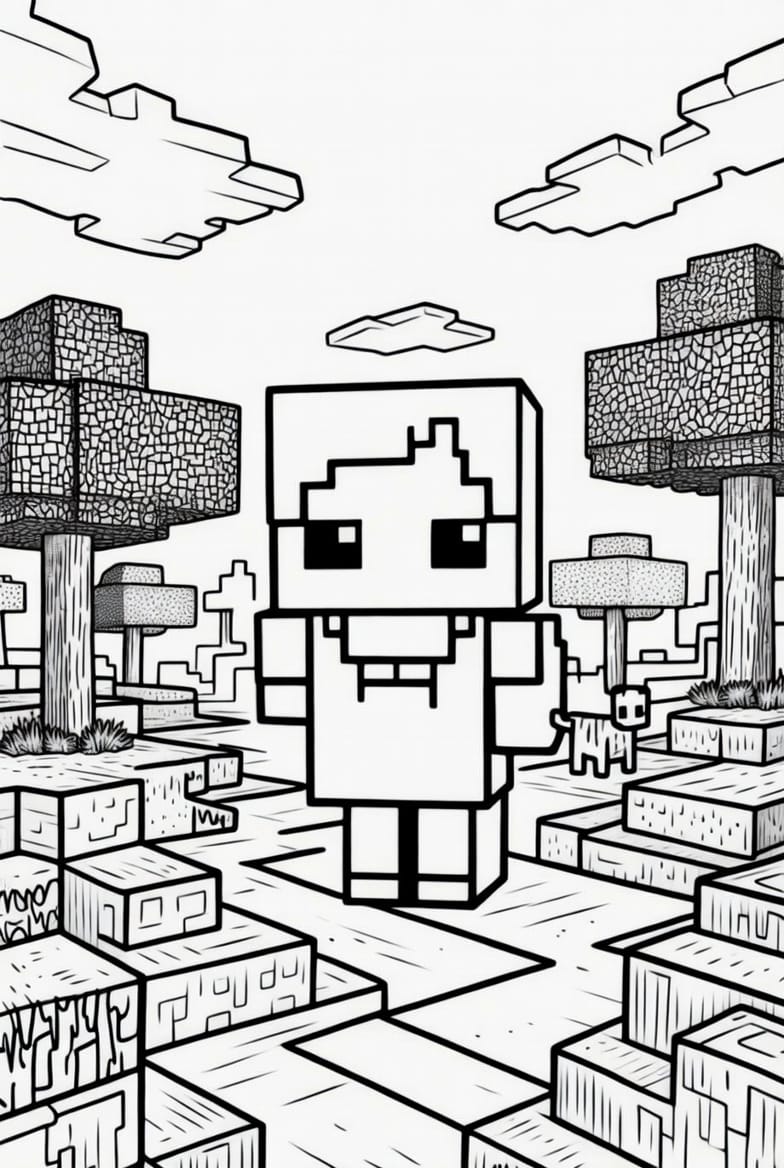 Minecraft Köy Yaşamı Boyama. Boyama