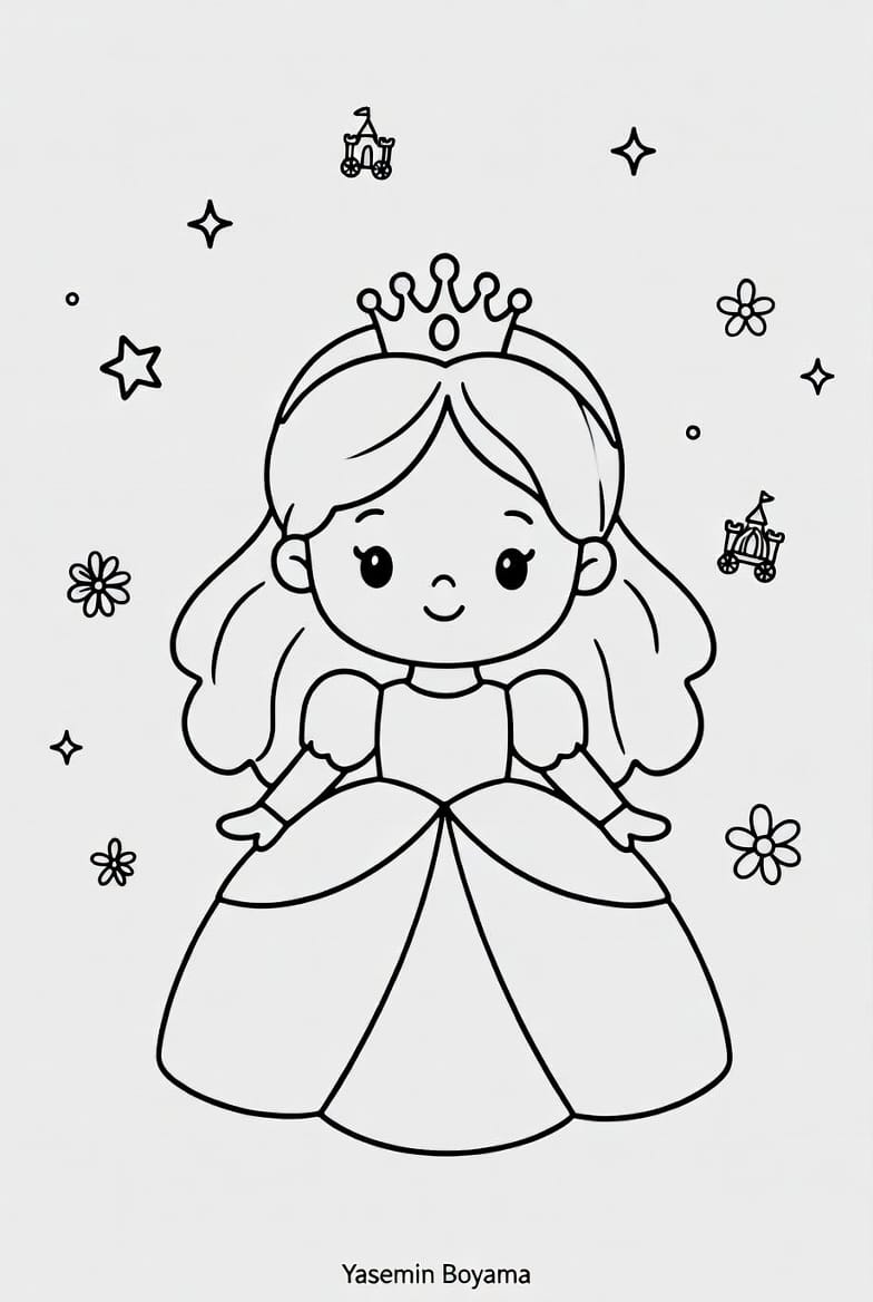 Taçlı Prenses Boyama Boyama