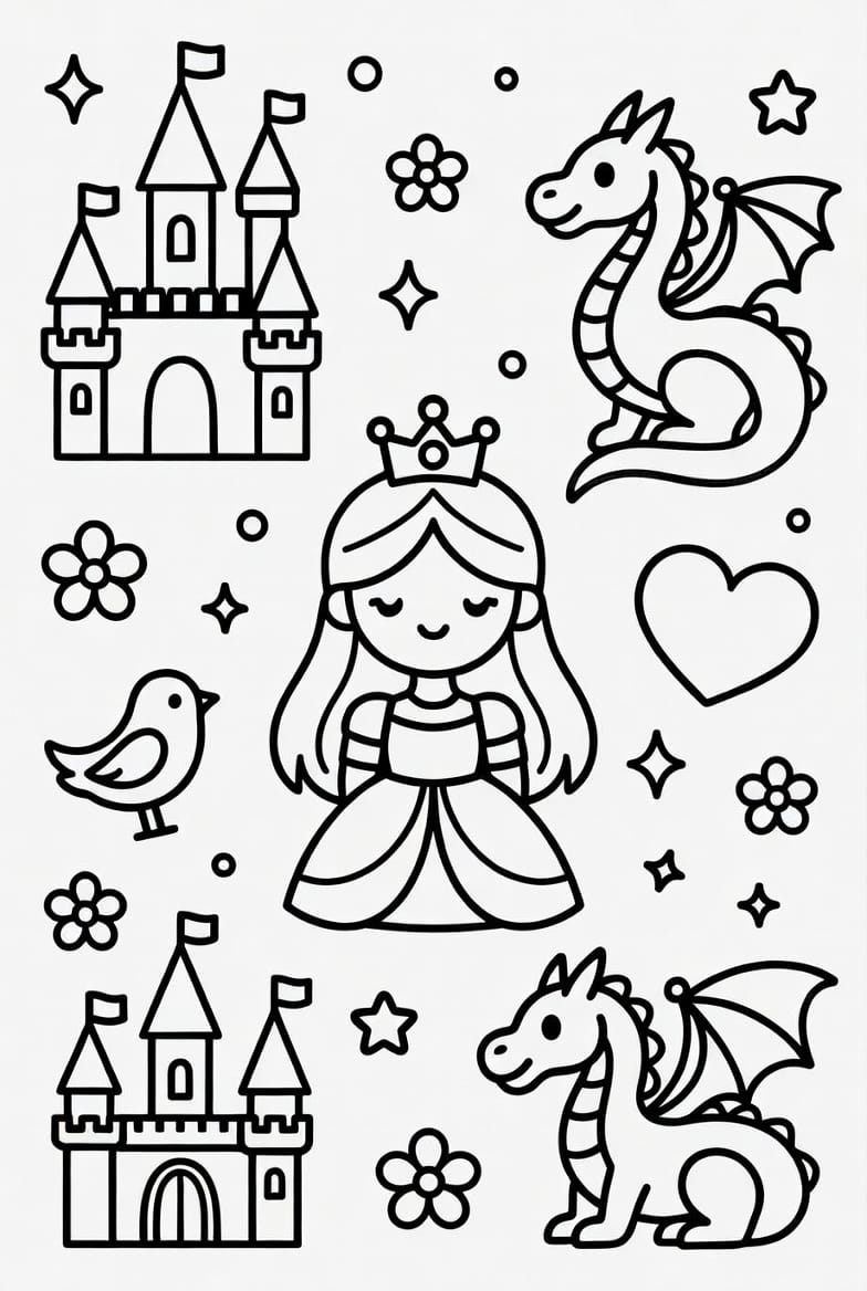 Şık Elbiseli Prenses Boyama Boyama